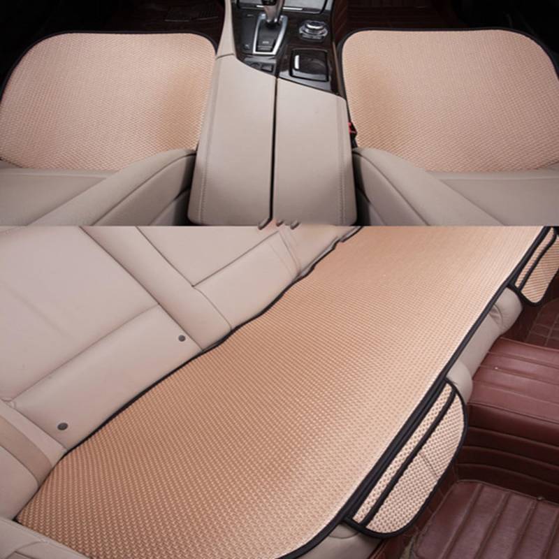 champracer Autositzkissen Sommer aus Eisseide, Autokissen Frühling und Sommer Autositzbezüge Auto Zubehör Autositzkissen, Sitzauflage Auto Sitzkissen Kissen Rückbank (Beige,3er Set) von champracer