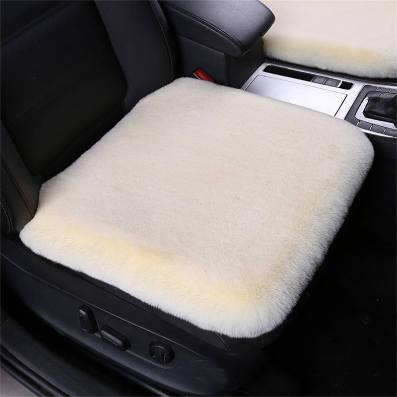 champracer Lammfell Autositzbezug, Flauschige Pelz-Autositz-Kissen, Lammfell SitzbezüGe Auto Vordersitze, Universal Fit PlüSch Auto Sitzkissen Winter Warm (Creme Farbe) von champracer