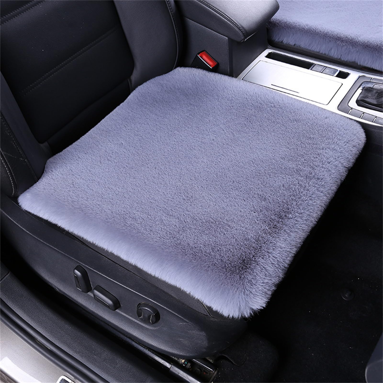 champracer Lammfell Autositzbezug, Flauschige Pelz-Autositz-Kissen, Lammfell SitzbezüGe Auto Vordersitze, Universal Fit PlüSch Auto Sitzkissen Winter Warm (Hellgrau) von champracer