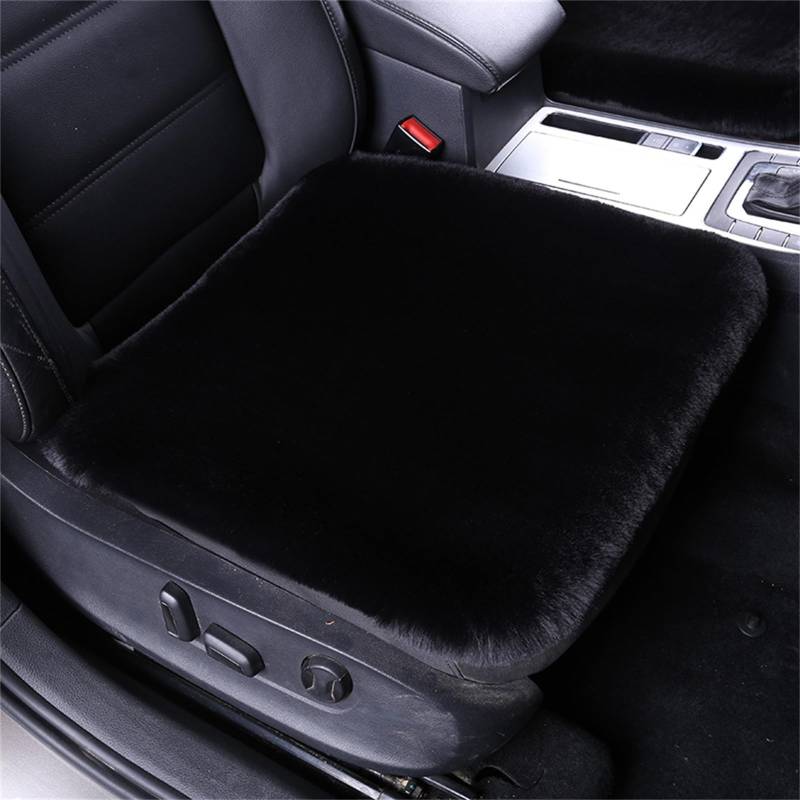 champracer Lammfell Autositzbezug, Flauschige Pelz-Autositz-Kissen, Lammfell SitzbezüGe Auto Vordersitze, Universal Fit PlüSch Auto Sitzkissen Winter Warm (Schwarz) von champracer