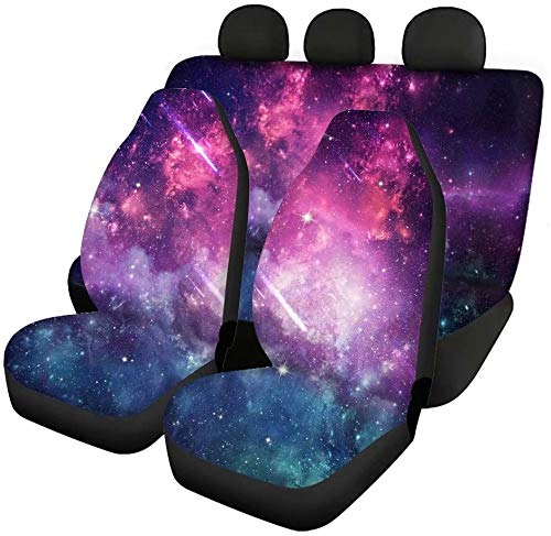 chaqlin 4er Pack Galaxy Space Autositzbezüge Rücksitzschutz Split Sitzbezug Komplettset Damen Auto Zubehör Dekor, Allwetter Soft Pet Dog Sitzmatten, Universal Fit von chaqlin