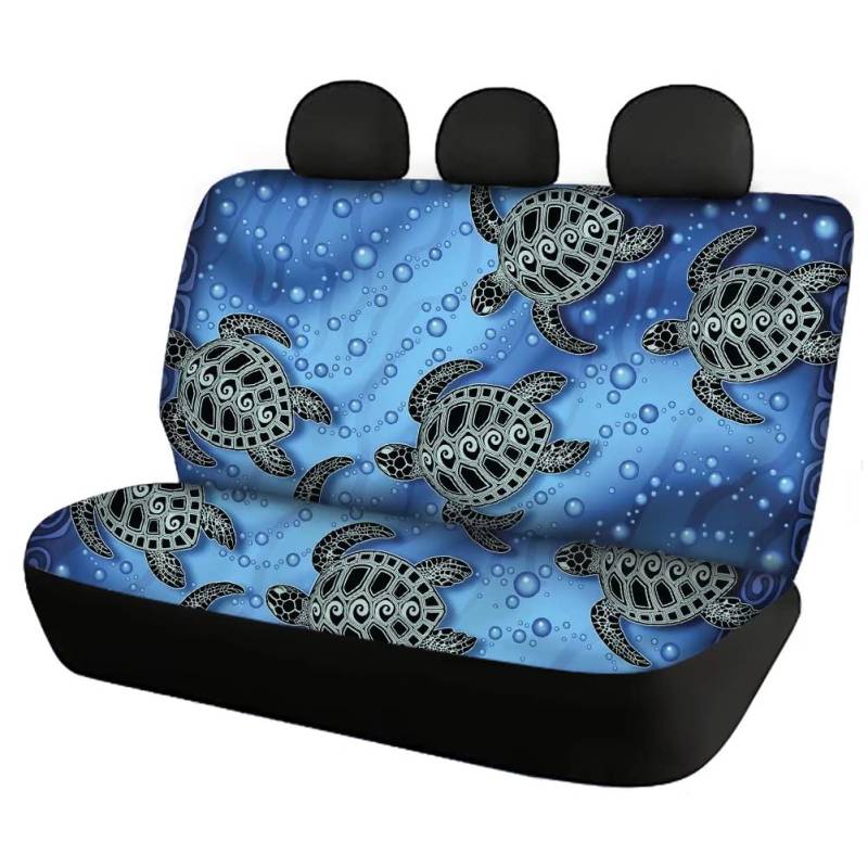 chaqlin Blue Sea Turtle Autositzbezüge Komplettes Set mit 2er-Packs, Auto Bench Seat Protector Haustier-Hundekissen für Frauenauto-Schutz Auto-Deko-Zubehör von chaqlin