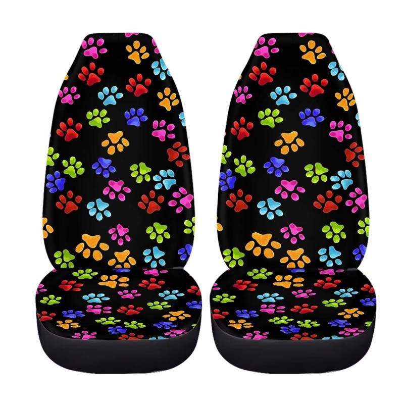 chaqlin Cartoon Hund Pfote Auto Sitzbezüge Set Frauen Girly Fahrzeuge Sitzschutz Kissenbezüge Nette 2-Pcs Nette Fußabdruck Auto Innenzubehör Auto Vordersitzbezug von chaqlin