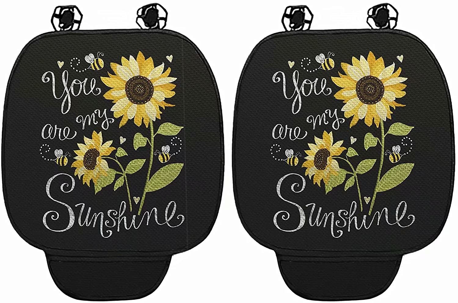 chaqlin Du bist mein Sonnenschein Sunflower Autositzkissen, Text Sunflower Print Sitzbezüge Pad mit Aufbewahrungstasche,Universal Most Automotive Interior Sitzmatte für Autozubehör Home Office Chair von chaqlin