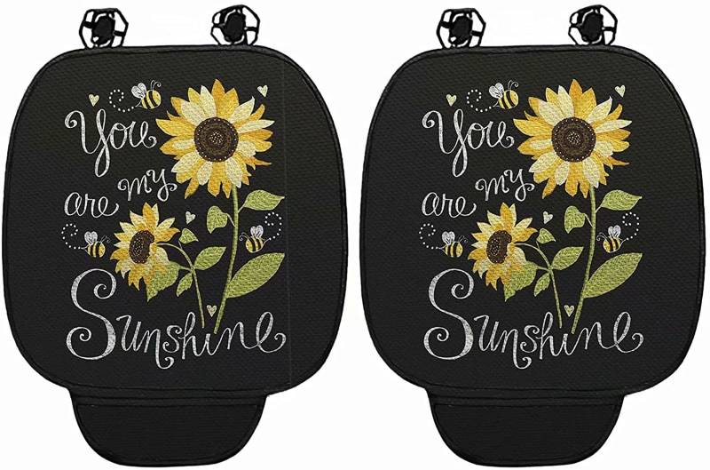 chaqlin Du bist mein Sonnenschein Sunflower Autositzkissen, Text Sunflower Print Sitzbezüge Pad mit Aufbewahrungstasche,Universal Most Automotive Interior Sitzmatte für Autozubehör Home Office Chair von chaqlin