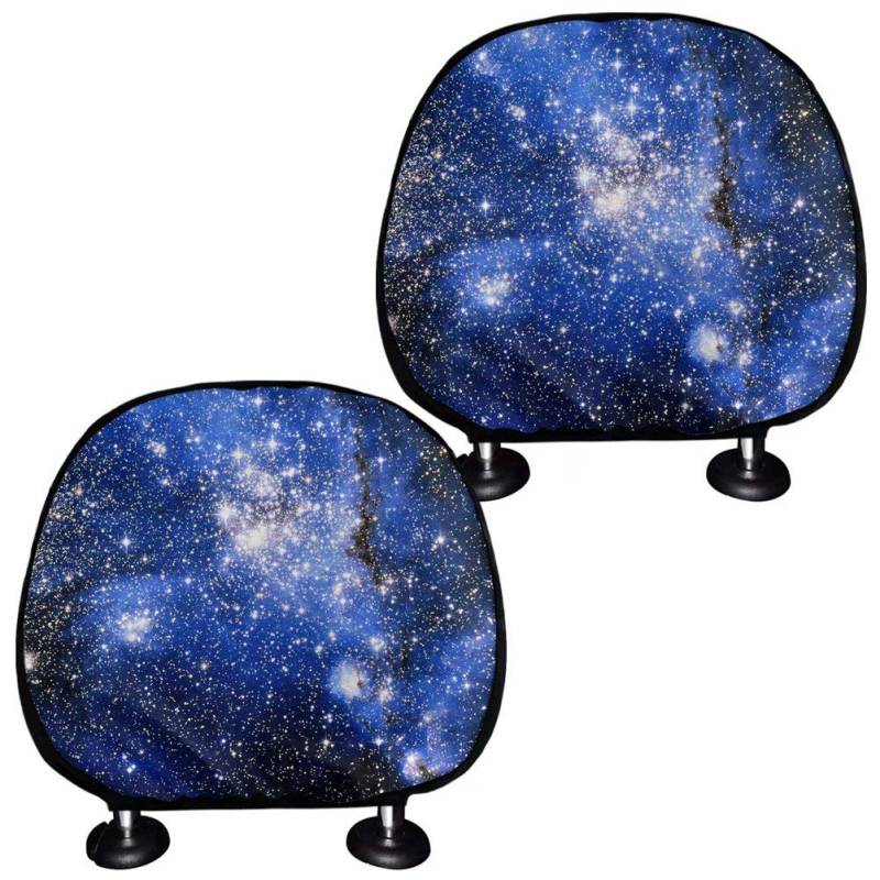 chaqlin Galaxy Space Print Auto Vordere Kopfstützenbezüge Kompletter Satz von 2 Stück Modisches Auto-Interieur-Zubehör Dekorativ für Damen Damen Sternengeschenke Universal Fit Jeep Truck Van SUV von chaqlin