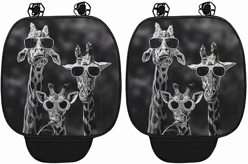 chaqlin Giraffe Muster Autositzkissen,2-teiliges Set Beifahrersitzkissen vorne,Untere Sitzbezüge Universal Innensitzdecken mit Aufbewahrungstasche von chaqlin