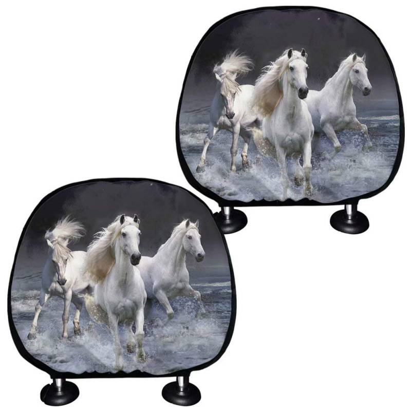 chaqlin Running Horse Auto Kopfstützenbezüge 2er Pack Set Auto Sitz Kopfstütze Protector Fall Kopfstütze Kissenschutz Elastische Hülse Universal Fit Jeep Truck SUV Innenausstattung Dekor von chaqlin