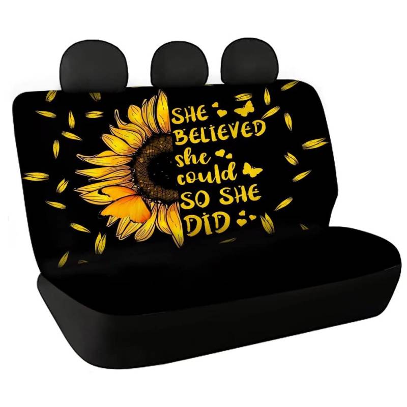 chaqlin Sunflower Inspirational Quotes Auto-Rücksitzbezüge Auto-Sitzbezug-Set 2er-Pack Universal-Autositzbezüge Haustier-Hundedecken Universal Fit für PKW-Van-SUV von chaqlin