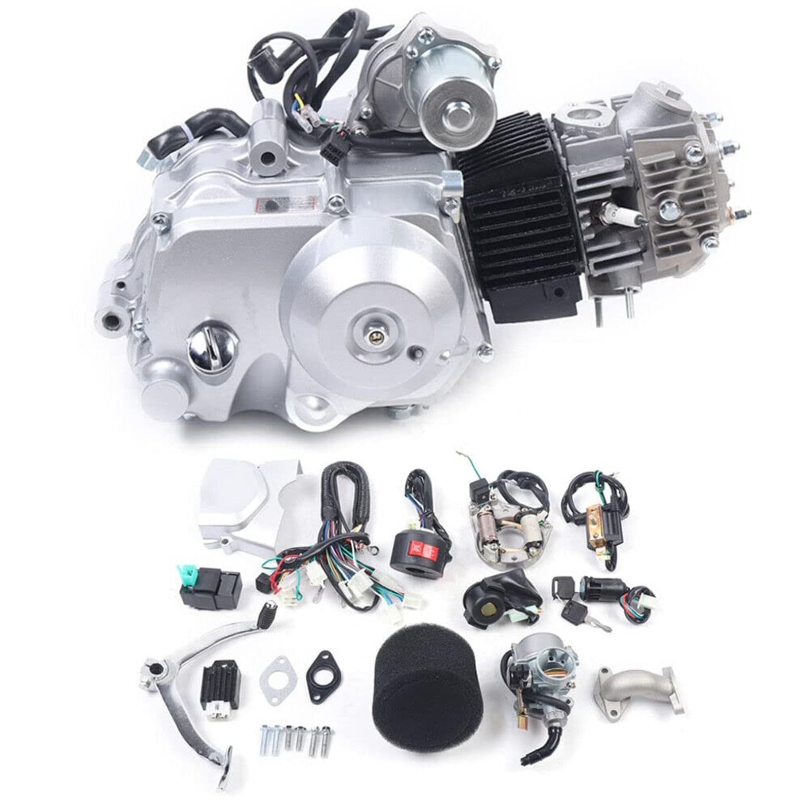 chennnls 125ccm 4-Takt Engine Motor, Elektrischer Start 3+1 Rückwärts, halbautomatischer Einzylinder Motor Luftgekühlt mit Rückwärtsgang für ATV QUAD Go Kart Motocross von chennnls