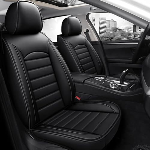 chifeng Autositzbezüge Auto Vordersitz 2 Stück Set, Autositzbezüge Leder Universal Set, Geeignet VW Golf TIGUAN T-ROC Passat T-Cross Polo (schwarz) von chifeng