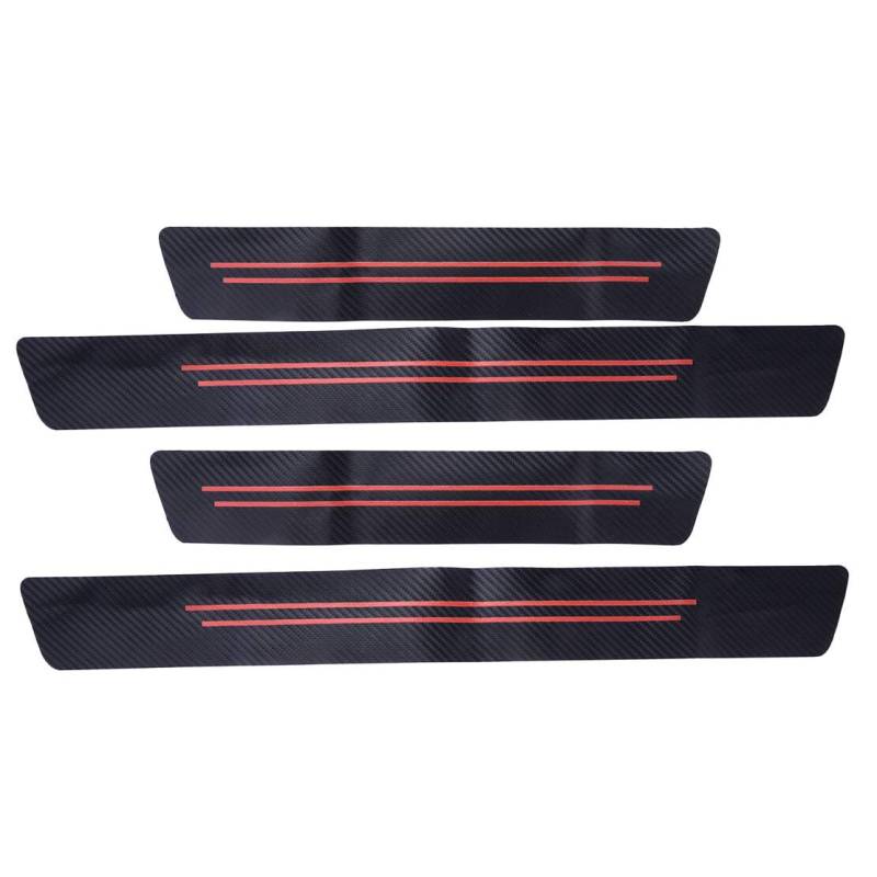 ciciTree 4Stück Red Line Carbon Fiber Style Türblech Schweller Abdeckung Anti-Scratch Sticker Protector Edge Guard Strip von ciciTree