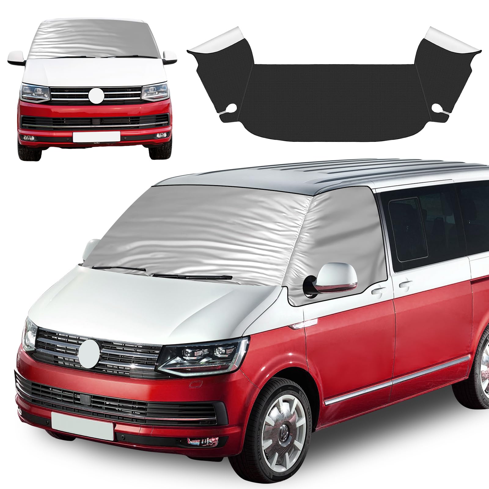 comeder Frontscheibenabdeckung für VW Transporter T6, Auto Windschutzscheiben Abdeckung für VW T6, 600D Oxford Wasserdicht Frontscheibe Sonnenschutz Anti Frost Ice Staub Wrap Cover (210D-VW T6) von comeder