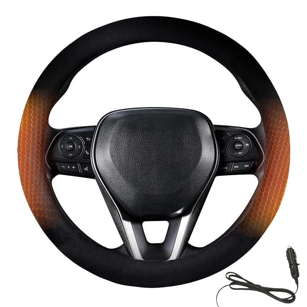 12V Beheizte Lenkradabdeckung, 2025 Neu Heated Steering Wheel Cover Hand, Universal Teleskop Lenkrad Abdeckung Beheizte Lenkradhülle Winter Lenkradbezug Auto Lenkradheizung Heizbarer (1pcs) von comepew