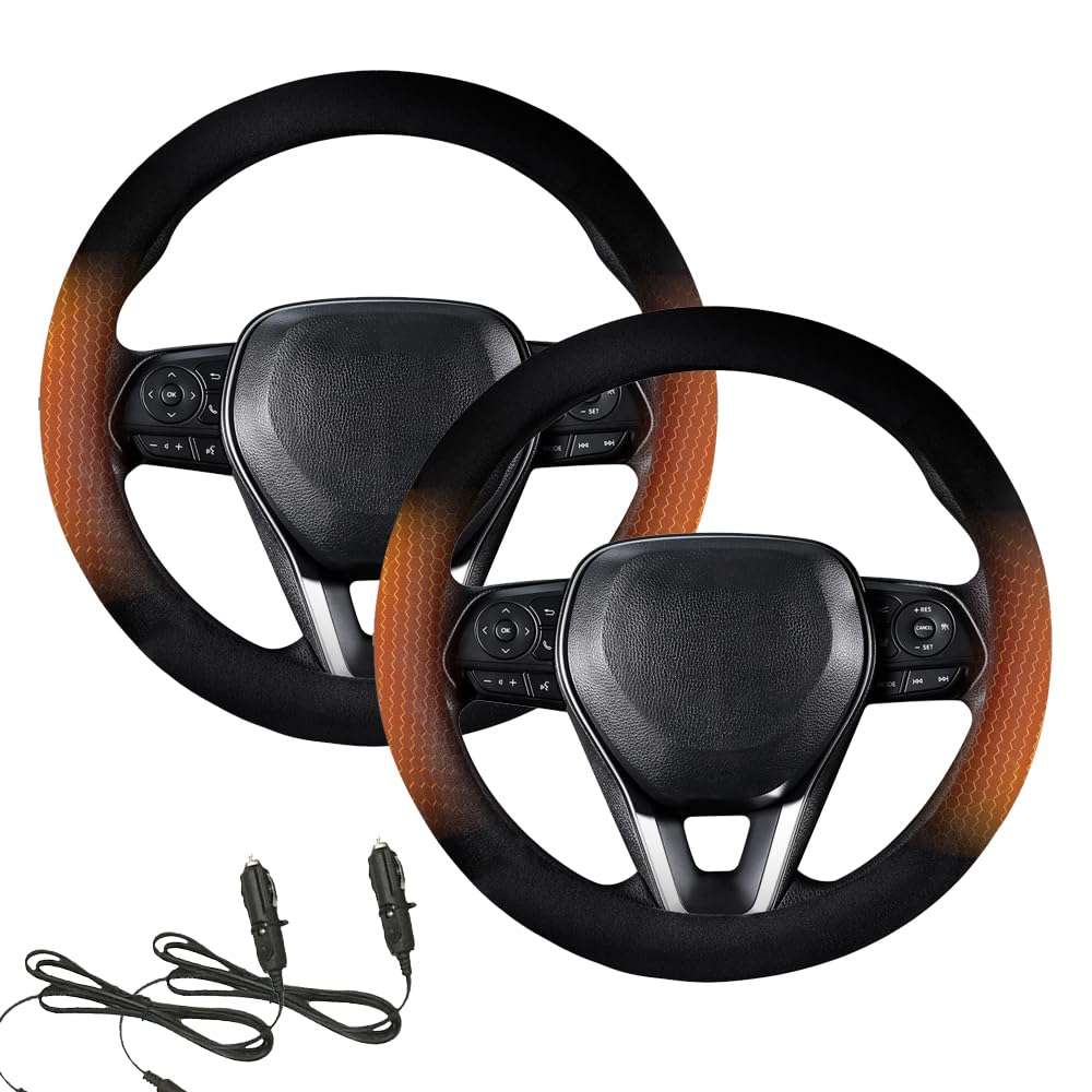 12V Beheizte Lenkradabdeckung, 2025 Neu Heated Steering Wheel Cover Hand, Universal Teleskop Lenkrad Abdeckung Beheizte Lenkradhülle Winter Lenkradbezug Auto Lenkradheizung Heizbarer (2pcs) von comepew