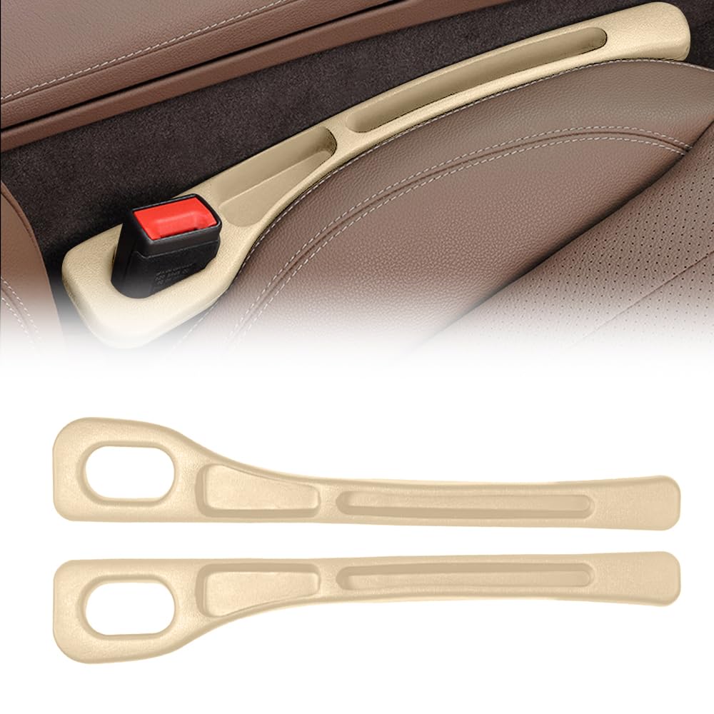 Aufbewahrungsbox für Autositze, 2024 Upgraded Autositz Gap Organizer Storage Box, Universal Autositz Lückenfüller Autositz Organizer Car Seat Gap Filler für Car Seat Gap (Beige, 2pcs) von comepew