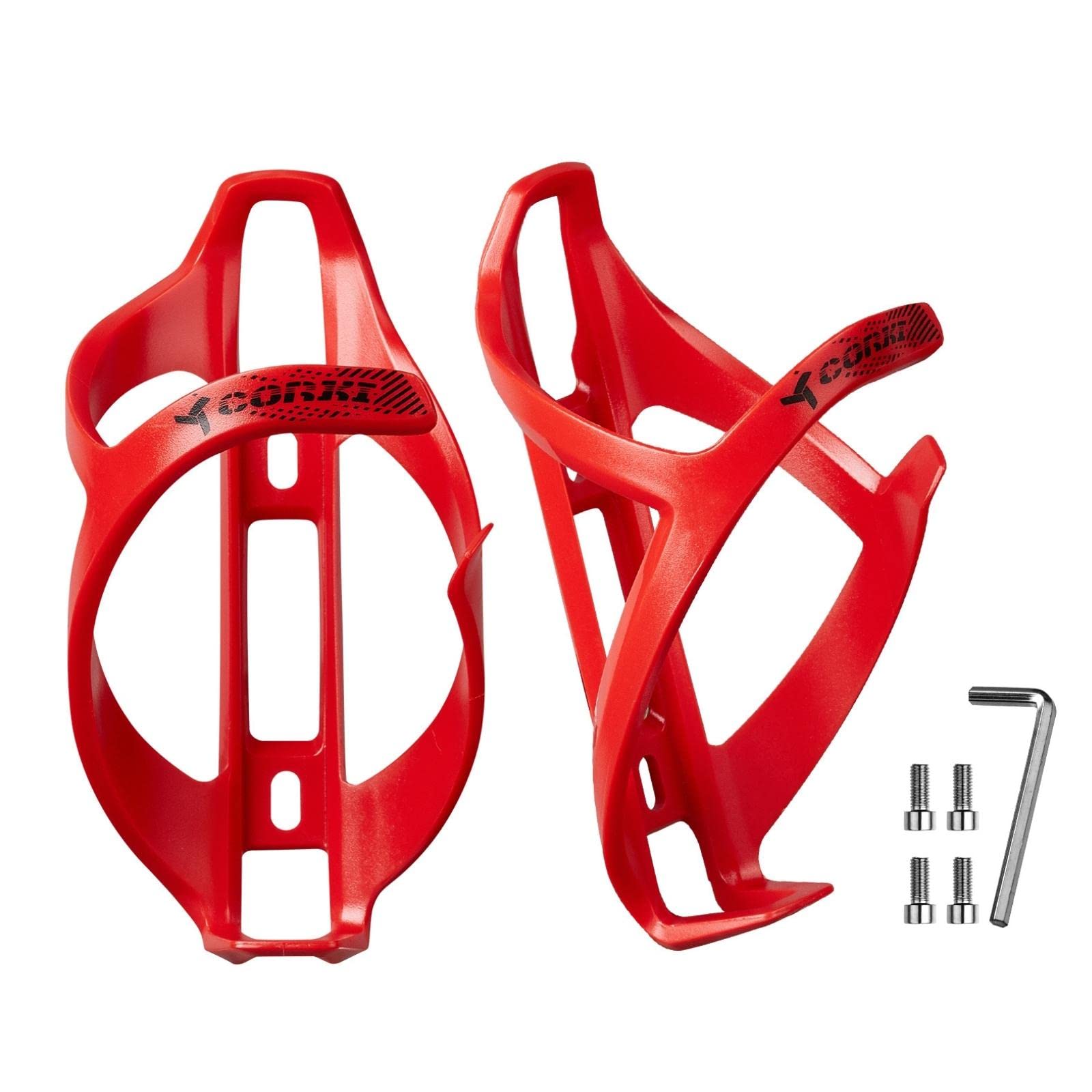 Corki Cycles Fahrrad-Trinkflaschenhalter, Leichter Fahrrad-Trinkflaschenhalter für Rennräder und Mountainbikes – Rot – 2er-Pack von corki