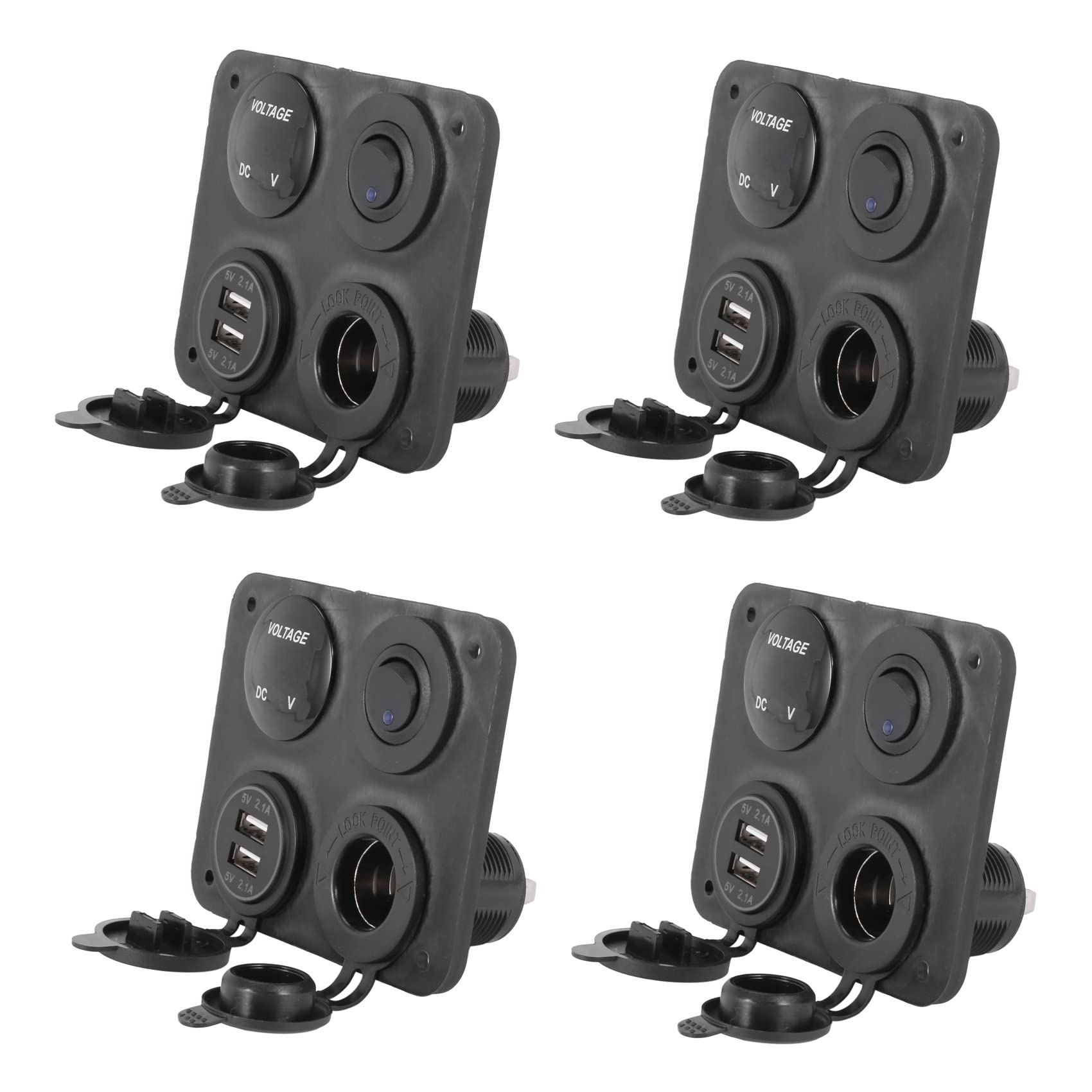 coserori 4X 4 Funktionsfeld Dual USB Ladegeraet Gruene LED Volt 12 V Steckdose EIN-AUS Schalter von coserori