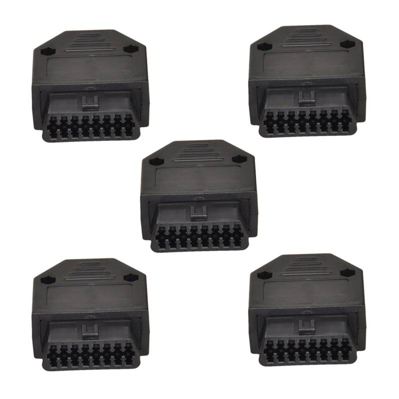 coserori 5X OBD2 OBD II 16Pin Verbinder Buchse Diagnostic Werkzeug Adapter OBD Anschlussstecker +Gehaeuse+ Terminal + Schrauben von coserori