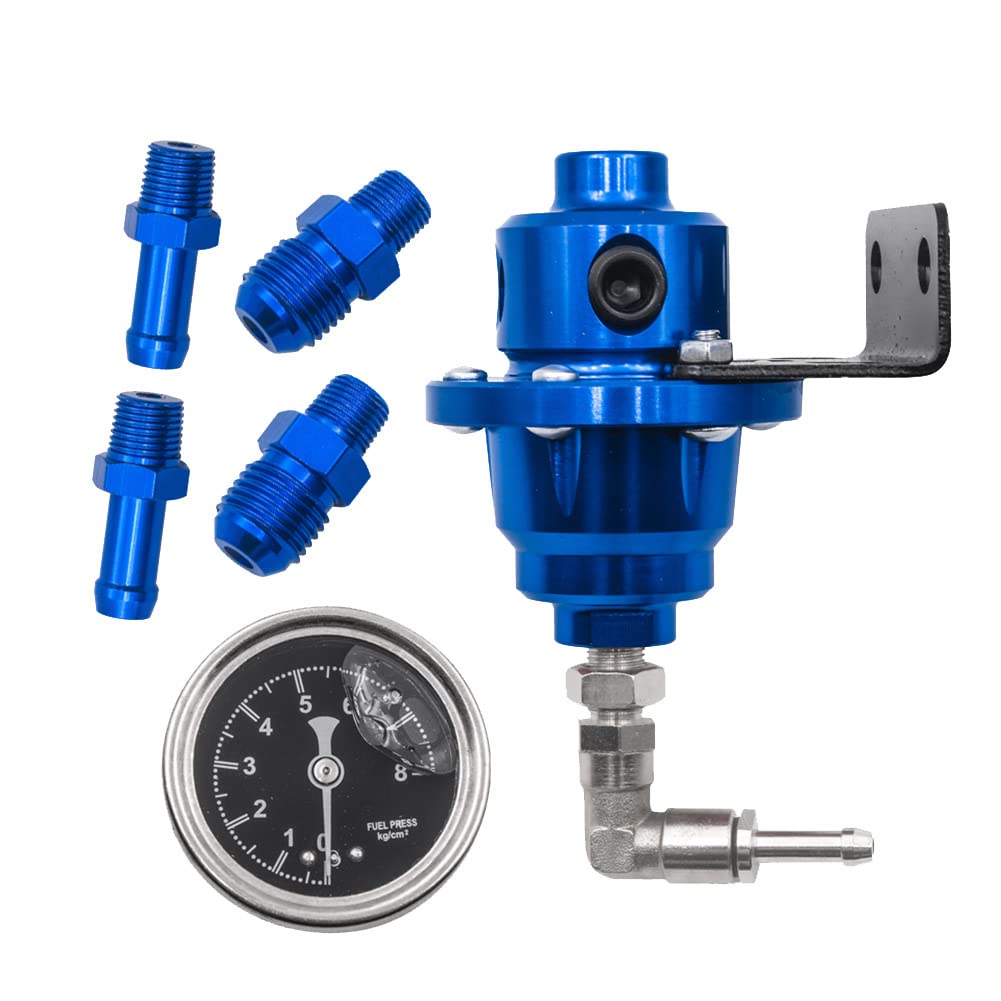 coserori Einstellbarer Kraftstoffregler Fuel Booster Universaldruckregler mit Manometer AutozubehöR,Blau von coserori