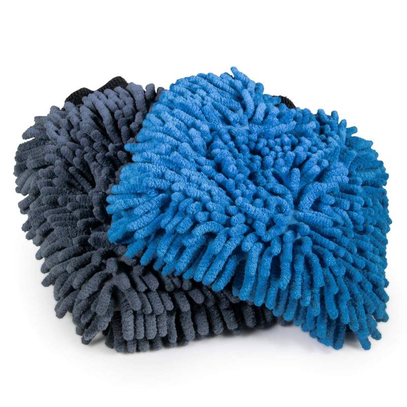 Cosey - 2er Pack, Chenille-Reinigungshandschuh, blau/grau von cosey