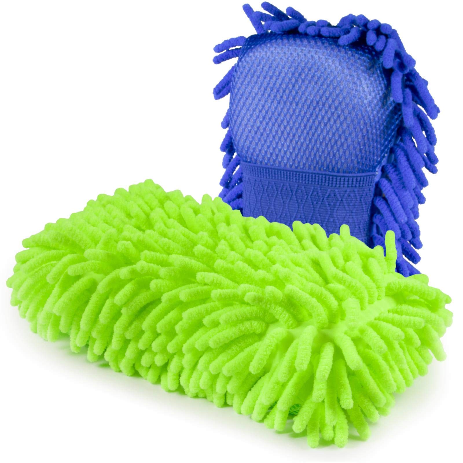 Cosey - 2er Pack, Chenille-Schwamm, 11x23cm, blau/grün von cosey