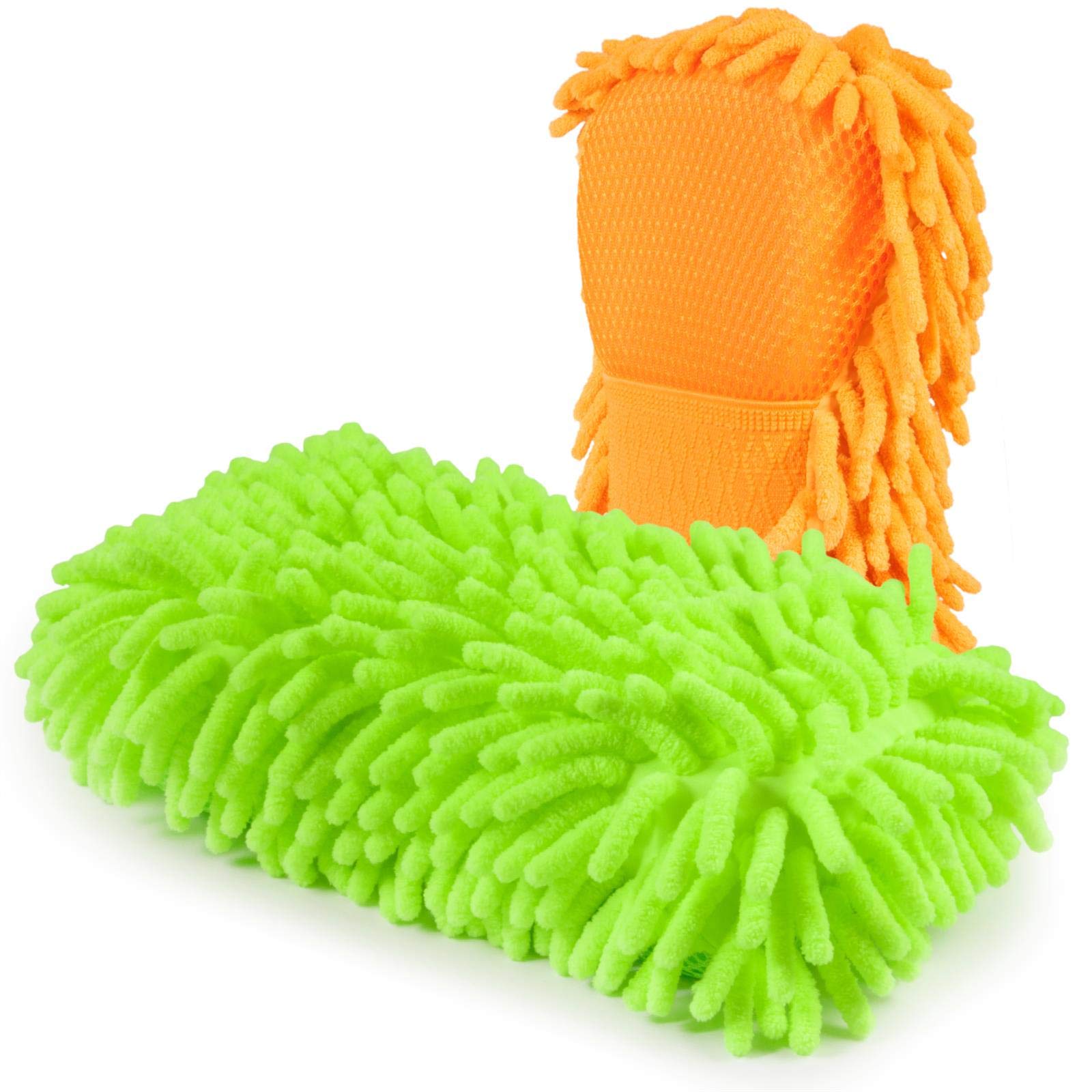 cosey - 2er Pack, Chenille-Schwamm, 11x23cm, grün/orange von cosey