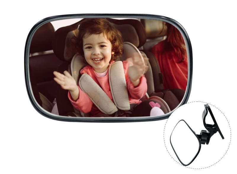 Crazy Bean Rücksitzspiegel für Babys Spiegel Auto für die Windschutzscheibe mit Rahmenclip 360°Schwenkba Bruchsicheres Universeller Rückspiegel Baby für Meisten Auto 12 * 8CM von crazy bean