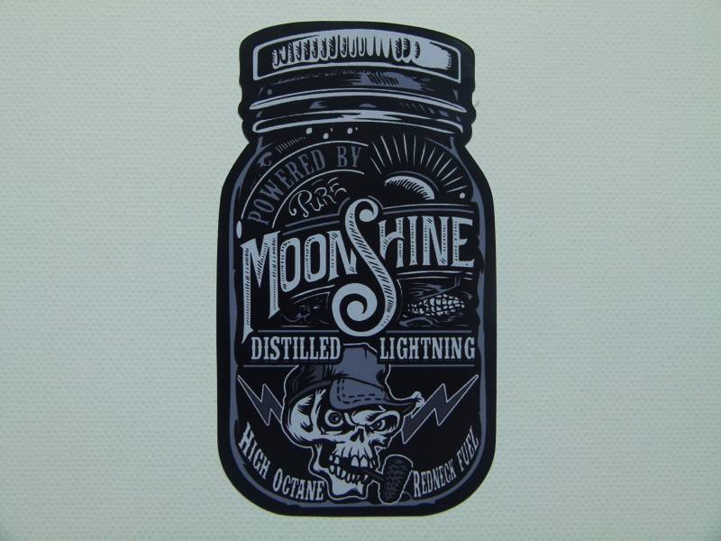 MG021 / Aufkleber MOONSHINE 10,7x6cm Schwarzbrenner Old School Oldtimer Vintage Retro Sticker Auto Motorrad von GTTCCG