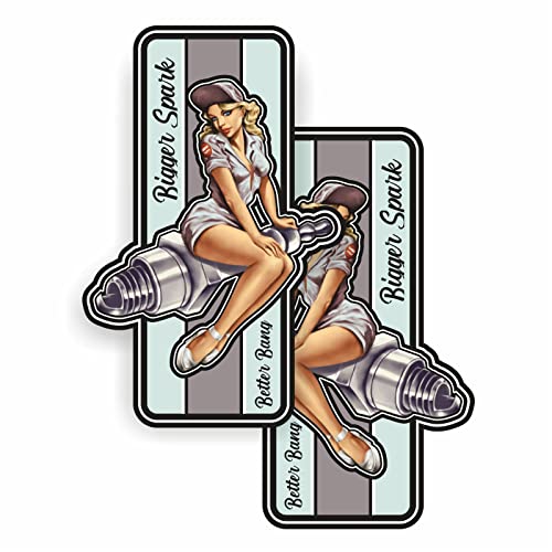 cut-it folientechnik & design 2X Pinup Sexy Girl Aufkleber 10x6cm Kult Sticker Auto USA Hotrod Tuning Spark Oldschool Muscle Car V8 Oldtimer Youngtimer Rally Garage Man Cave von cut-it folientechnik & design