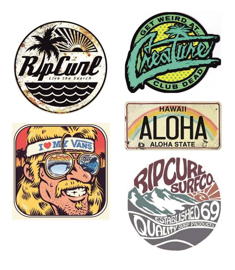 cut-it folientechnik & design #970 / 5X Surf Aufkleber 6,5cm Hawaii Kult Sticker Auto Oldtimer Oldschool Vintage Surfing Bus Aloha V8 Retro Ratte Hotrod von cut-it folientechnik & design