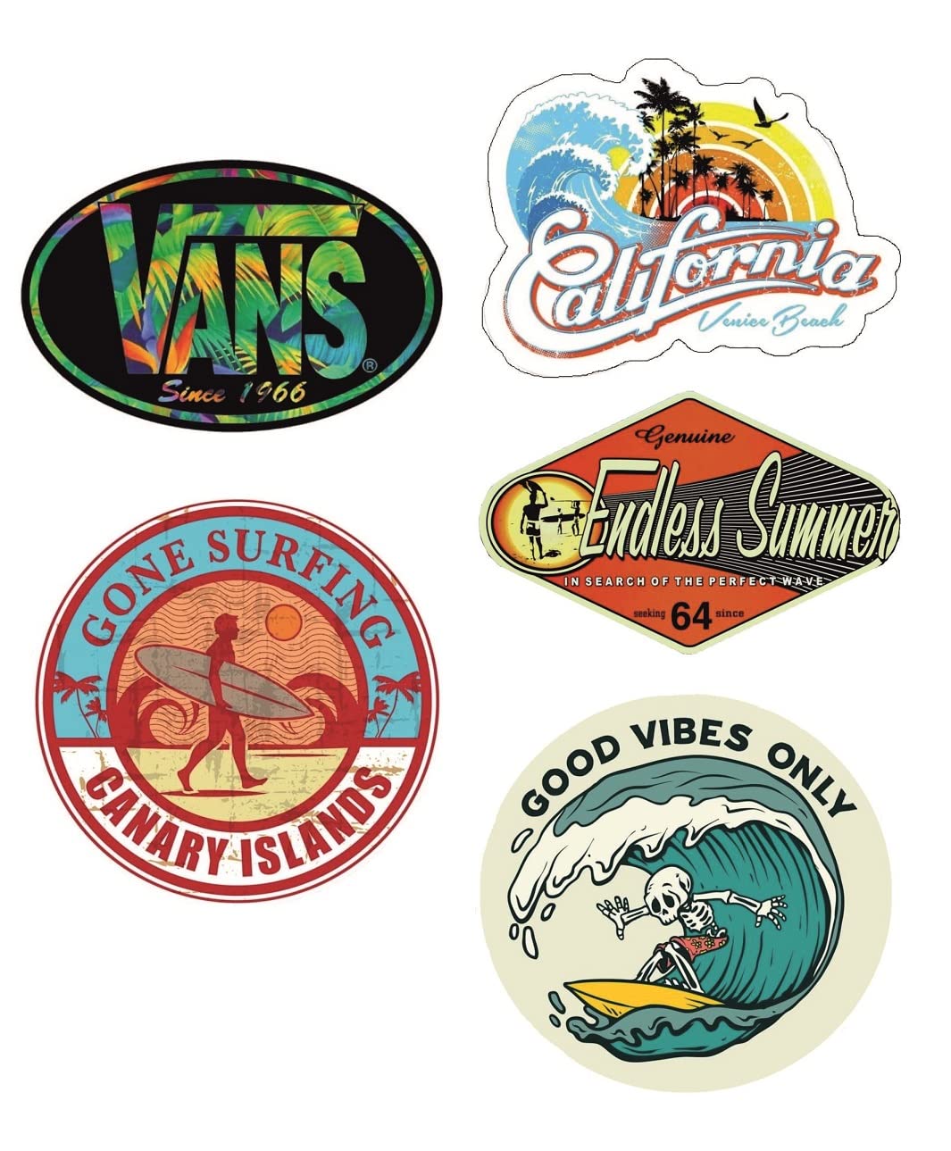 cut-it folientechnik & design #971 / 5X Surf Aufkleber 6,5cm Beach Kult Sticker Auto Oldtimer Oldschool Vintage Surfing Bus Aloha V8 Retro Ratte Hotrod von cut-it folientechnik & design