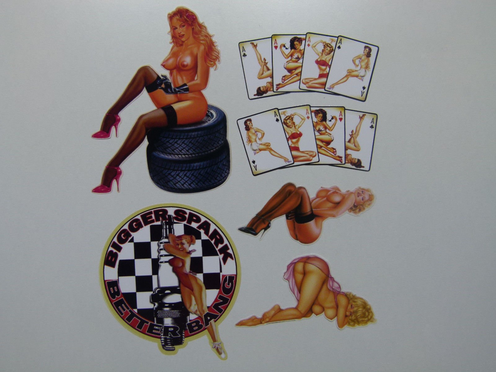 cut-it folientechnik & design MG618 / 6X Sexy Girl Pinup Aufkleber 9cm Kult Sticker Oldtimer Ass Motorrad Auto Vintage Oldschool USA V8 Hotrod Muscle Car von cut-it folientechnik & design