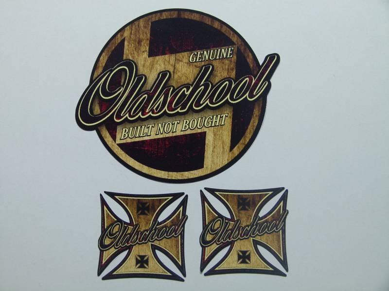 cut-it folientechnik & design MG637 / Old School Aufkleber Set 10x9cm + 4,5x4,5cm Cross Kreuz Eisern Oldschool Rost Rust Rat Rod Ratte Hotrod von cut-it folientechnik & design