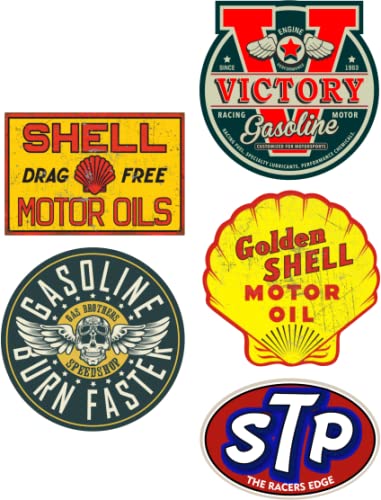 cut-it folientechnik & design MG643 / 5X Gasoline Öl Aufkleber 9cm Kult Sticker Oldtimer Youngtimer Auto Rally Oldschool Shell STP Ratte USA V8 Muscle Car von cut-it folientechnik & design