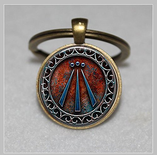 Awen Symbol Druide Schlüsselanhänger, in Silber Vergoldet Lünette, mit Kette oder Kupfer mit Einzigartige Schlüsselanhänger Key Ring Geschenk Everyday Schlüsselanhänger Key kette von cutef