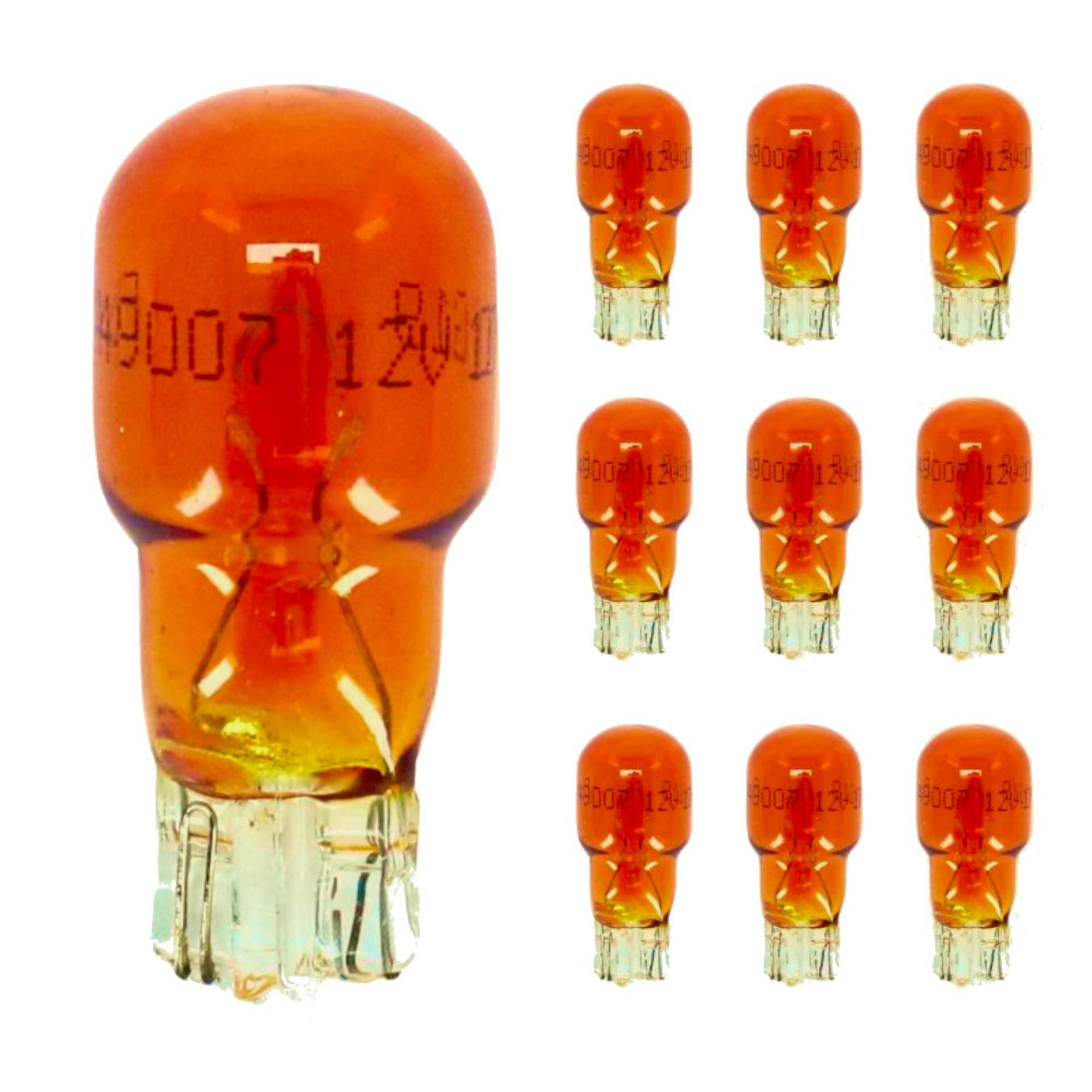 cyclingcolors 10x Glühbirne glühlampe 12V 10W T13 W2.1x9.5D glassockel lampe wedge auto motorrad moped roller kennzeichenbeleuchtung rückfahrlicht blinker, orange von cyclingcolors