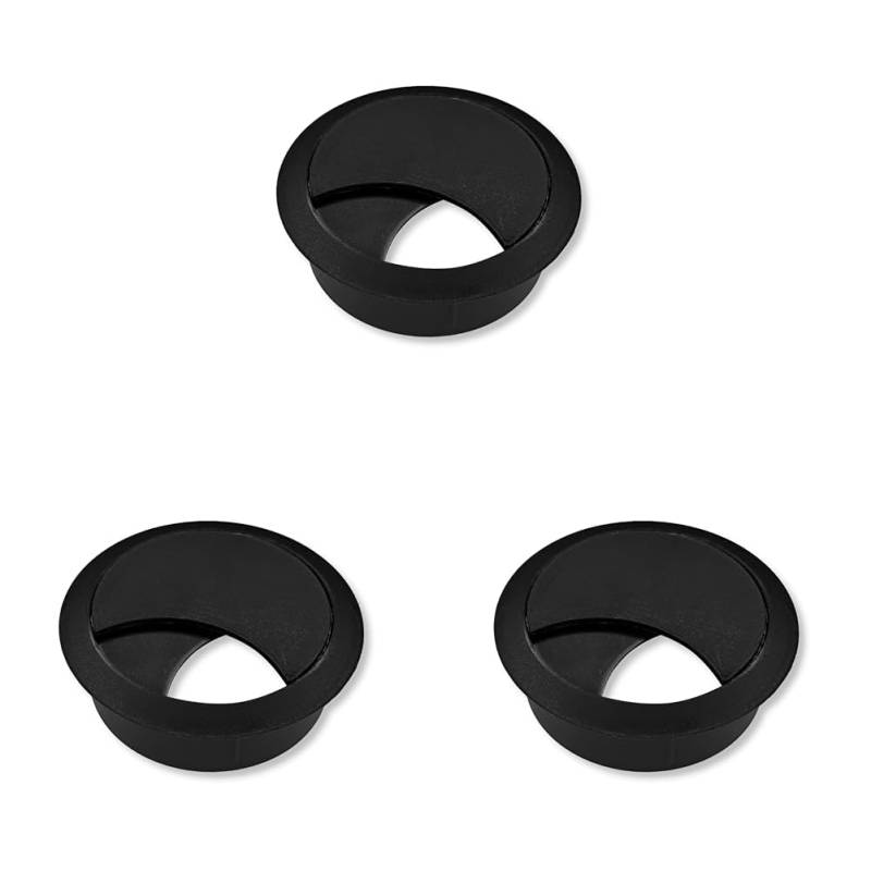 cyclingcolors Kabeldurchführung 68mm Möbel Büro Kabeldurchlass Kabelführung Kabelauslass Kabeldose Kunststoff (Schwarz) (Packung mit 3) von cyclingcolors