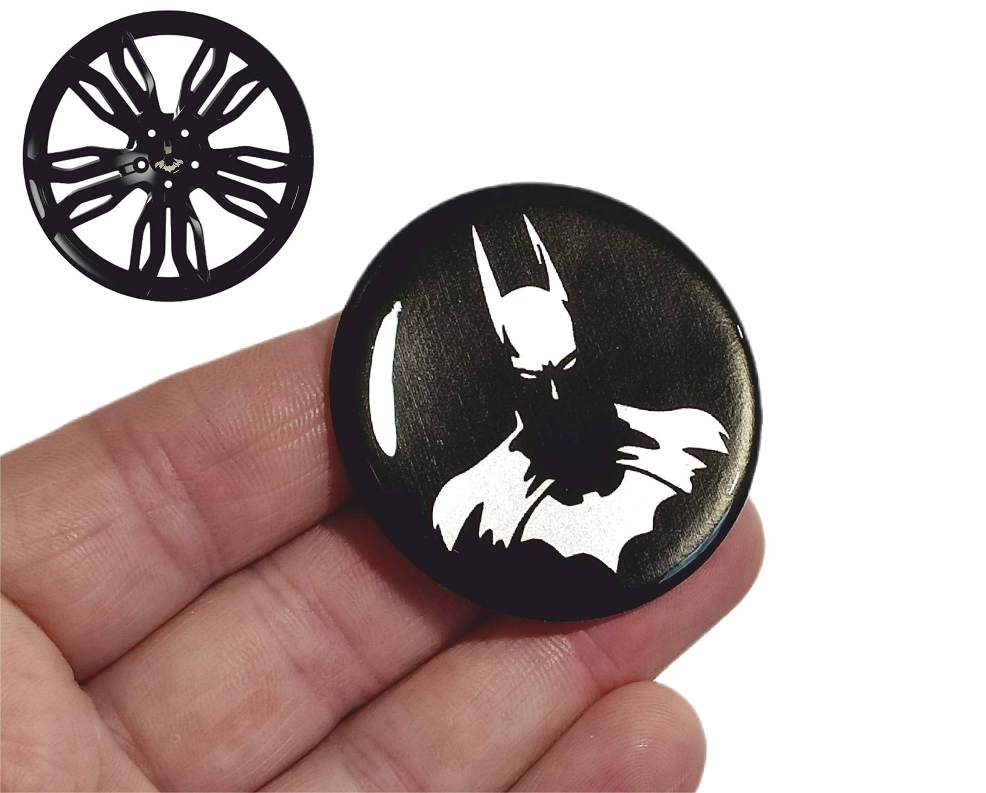 decal arts 4 x 50 mm 3D Gel Auto Felgendeckel Universal Felgen Nabenkappen Batman-Stil Fahrzeug Auto Tuning Emblem Fahrzeug Auto Tuning Emblem von decal arts