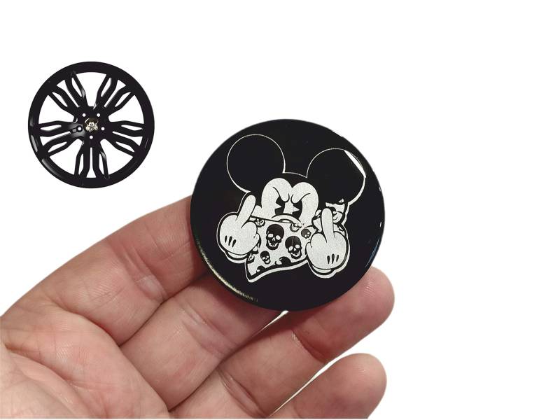 decal arts 4 x 50 mm 3D Gel Auto Felgendeckel Universal Felgen Nabenkappen Micky Maus Mittelfinger Stil Fahrzeug Auto Tuning Emblem Fahrzeug Auto Tuning Emblem von decal arts