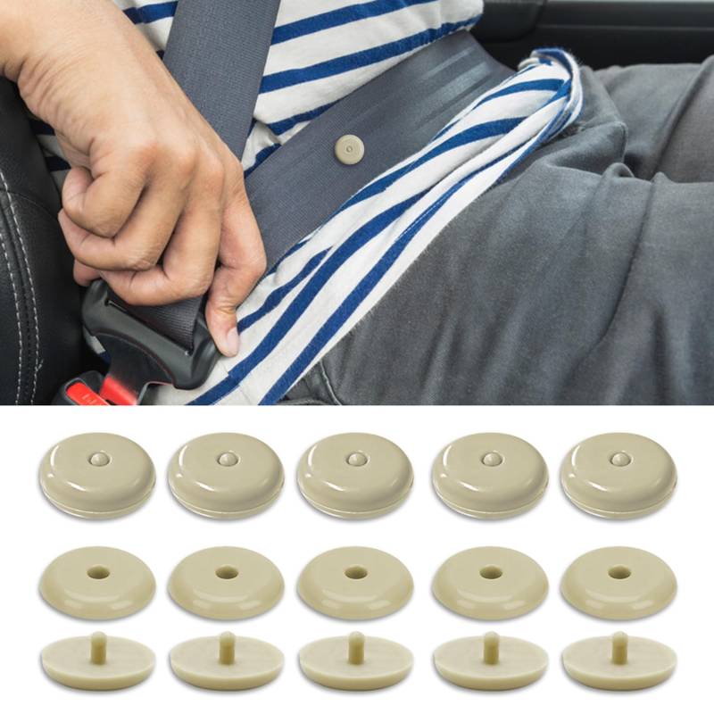 deemars 10 Sätze Universal Sicherheitsgurt Stopper Kit, Sicherheitsgurt Schnalle Taste Verhindern, dass Sicherheitsgurt Knopf Schnalle Clip Stop von Sliding Down The Belt Einfach zu bedienen (Beige) von deemars