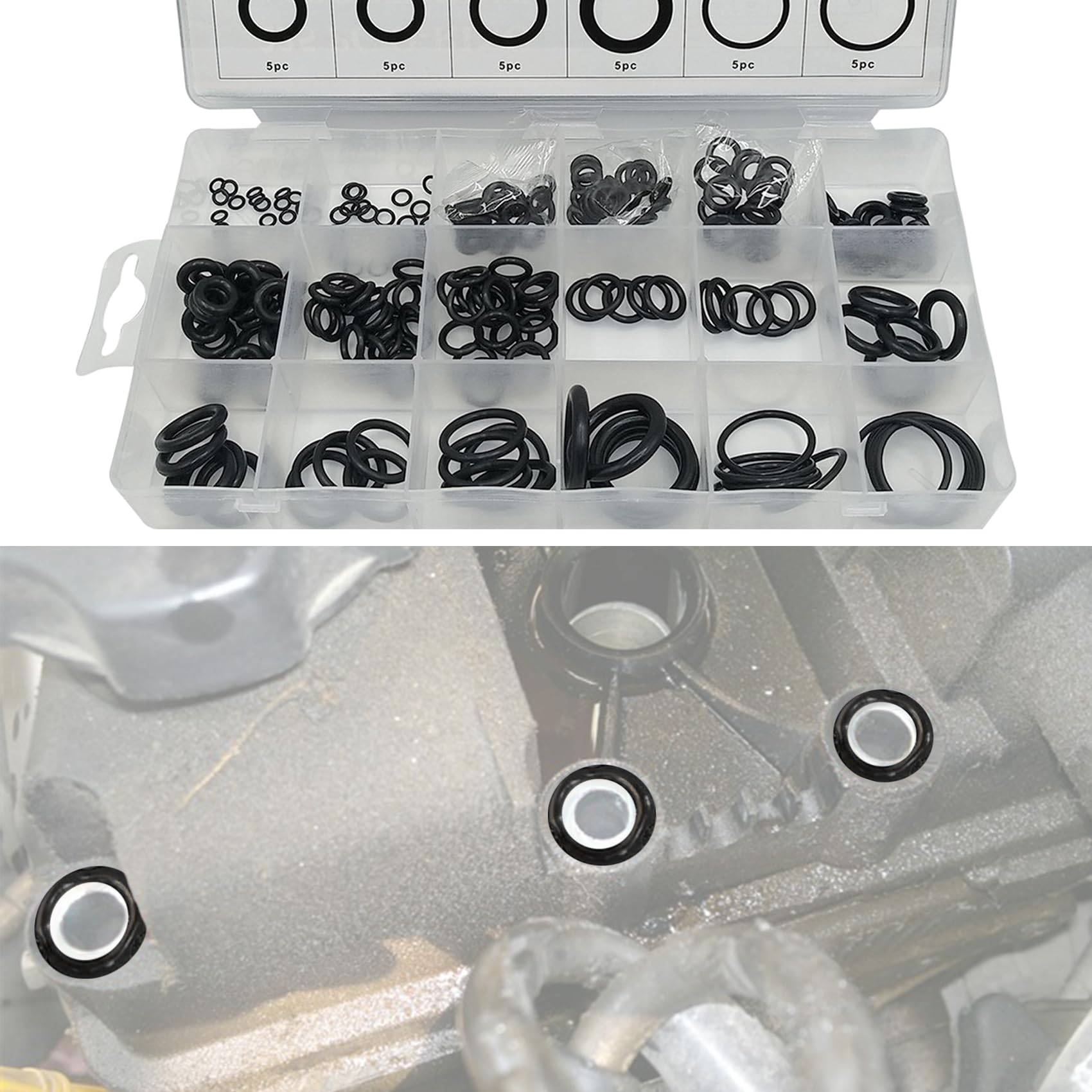 deemars 225PCS O-Ringe-Sortiment-Kit, 18 Größen Dichtungsscheibe aus Nitrilkautschuk, Autozubehör Ringe Waschmaschine Dichtung Sortiment Set für Auto Wasserhahn Druck Sanitär Dichtung Reparatur von deemars