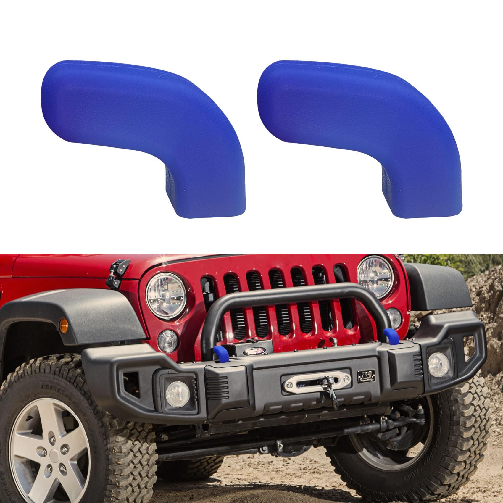 deemars 2PCS Abschlepphaken Abdeckungen, Vordere Stoßstange Abschlepphaken Gummihülse Protektoren, Autozubehör Anhängerkupplung Empfänger Abdeckung für Jeep Wrangler JK JL Gladiator 2007-2022 (Blue) von deemars