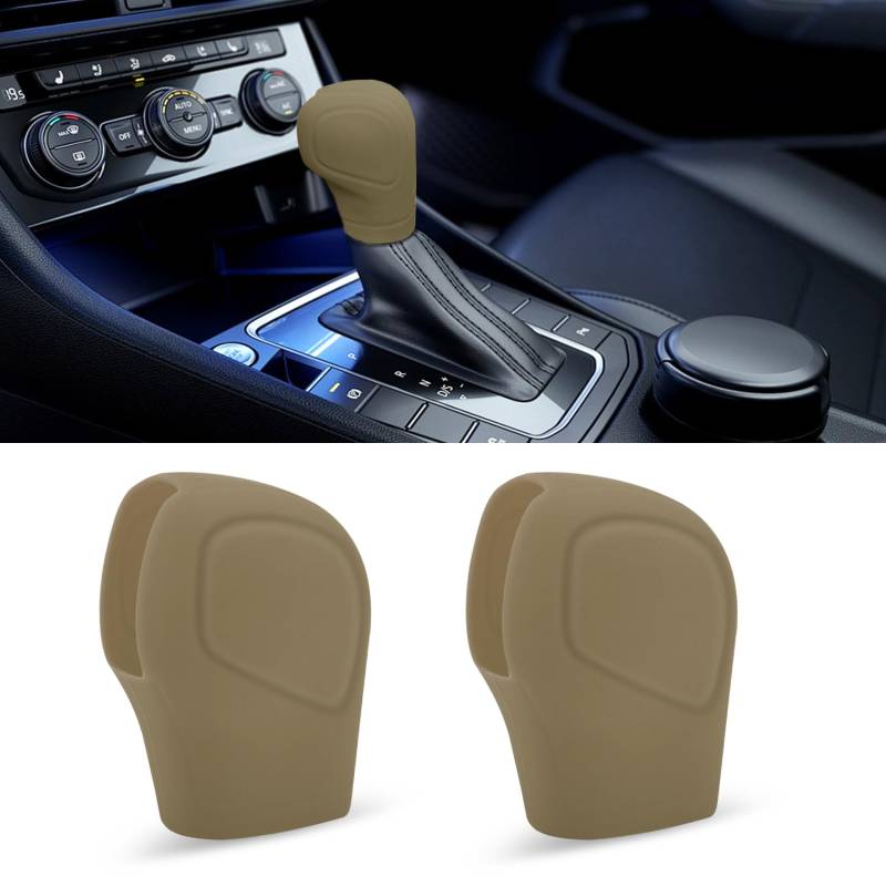 deemars 2PCS Auto-Schaltknauf-Abdeckung, Elastische Silikon Auto Automatik-Schaltknauf Schutzhülle, Auto Schaltknauf-Schutz, Universal Auto Interieur Zubehör für die meisten Automodelle (K1-Beige) von deemars