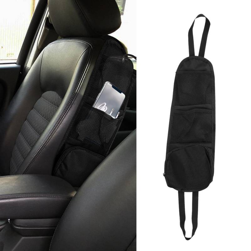 deemars 2PCS Autositz-Seiten-Organizer, Multifunktionale Fahrzeug-Netztasche, Autozubehör Auto Sitz Lagerung hängende Tasche, Telefone, Getränkehalter Universal für die meisten Auto (1PCS) von deemars