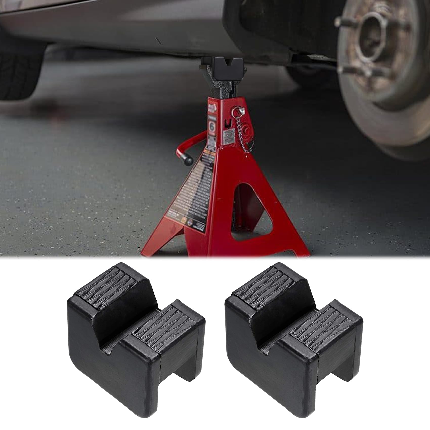 deemars 2PCS Jack Stand Pads, Wagenheber-Padapter, Universal Gummi geschlitzt Frame Rail Pinch Schweißnähte Schutz, 3.0 Tonnen geschlitzter Adapter für Wagenheberständer und Bodenheber von deemars