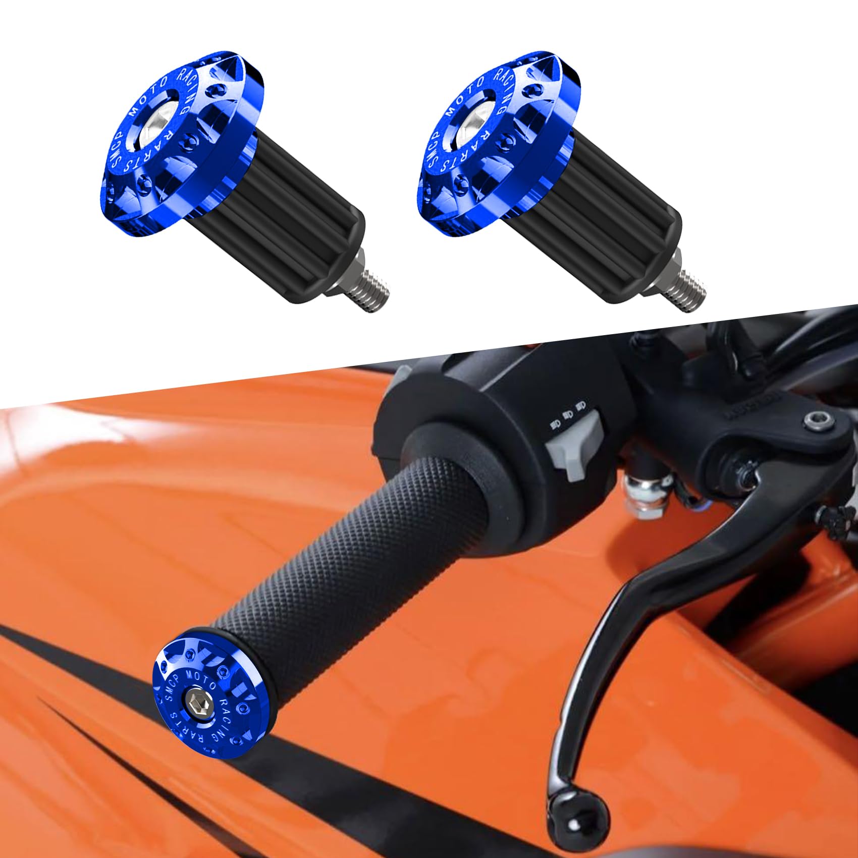 deemars 2PCS Motorrad Lenkerhörnchen, Universal Lenker Plug End Slider Plug Caps, 7/8“ 22mm Motorrad Lenker Griffe Kappe, Aluminium-Legierung Lenker Grip Endkappen Ersatz für Kawasaki Suzuki (Blue) von deemars