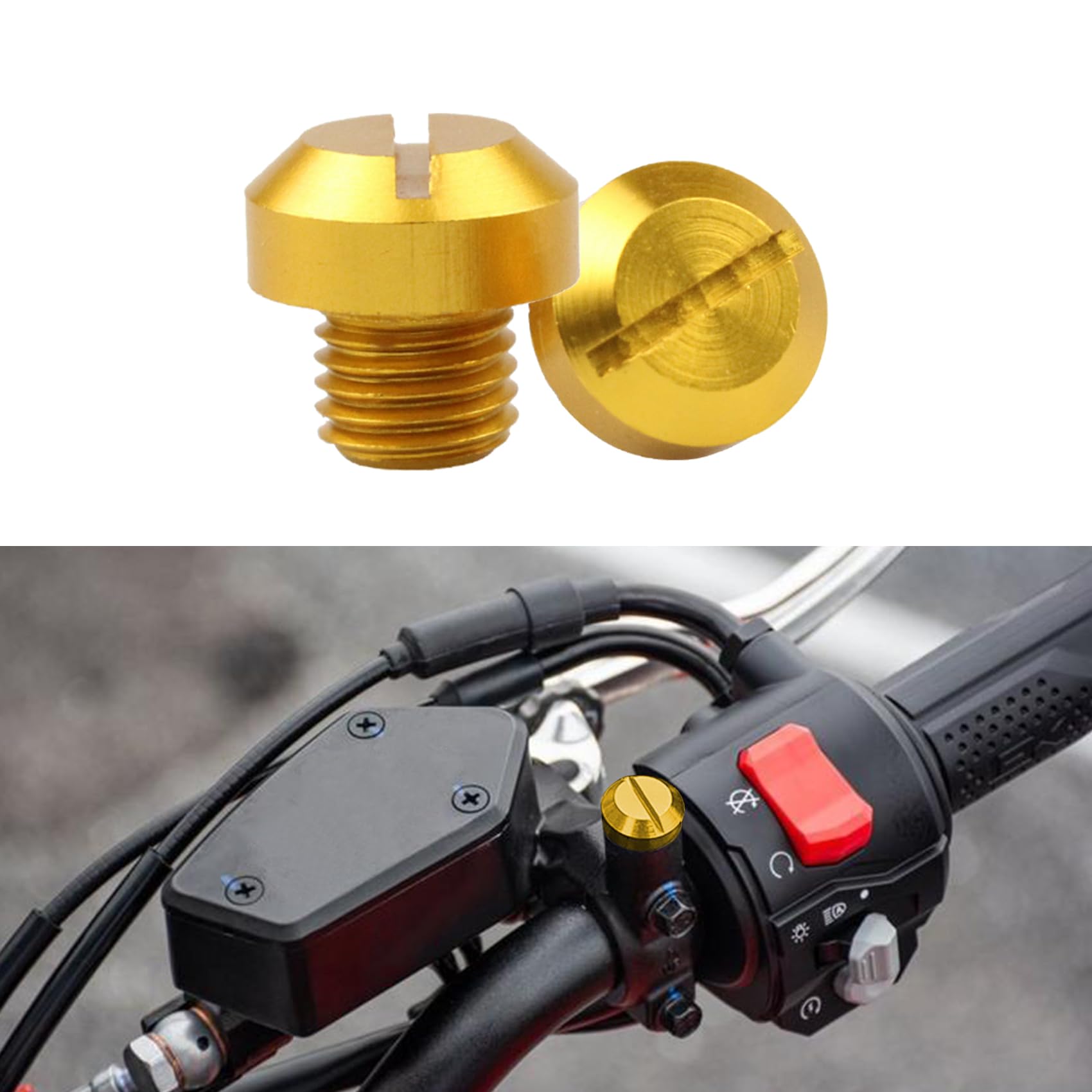 deemars 2PCS Motorrad-Spiegellochstopfen, Motorrad-Spiegelstopfen, M10x1.25 Aluminiumlegierung Motorrad Rückspiegelstopfen, Universal-Motorrad-Zubehör für Honda, Yamaha, Kawasaki, Suzuki (Gold) von deemars