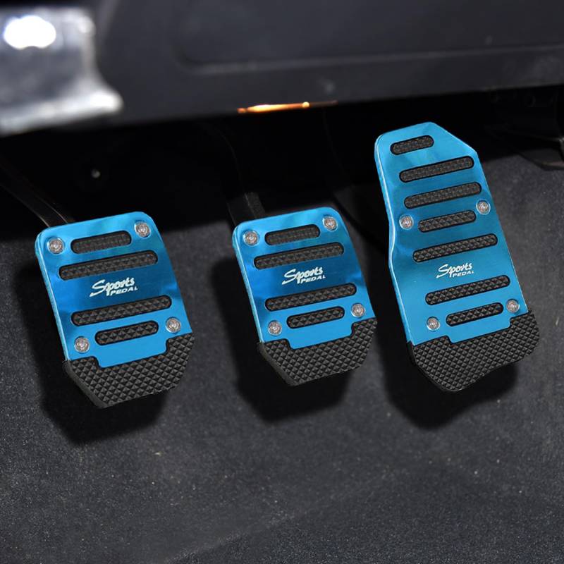 deemars 3PCS Rutschfeste Auto-Pedal-Abdeckungen, Auto-Pedal-Pads, Sport-Gas-Kraftstoff-Benzin-Kupplung Fußpedale, Autozubehör Handschaltgetriebe Bremspedal Abdeckung Universal für Auto LKW (Blau) von deemars