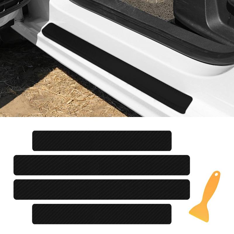 deemars 4PCS Auto Türeinstiegsleisten, Auto Türschwellenschutz, Auto Türeinstiegsschutz Schwellerschutz, Universal Autozubehör 3D Kohlefaser Auto Tür Eingang Rand Guard Schutz Trim für Auto (Schwarz) von deemars